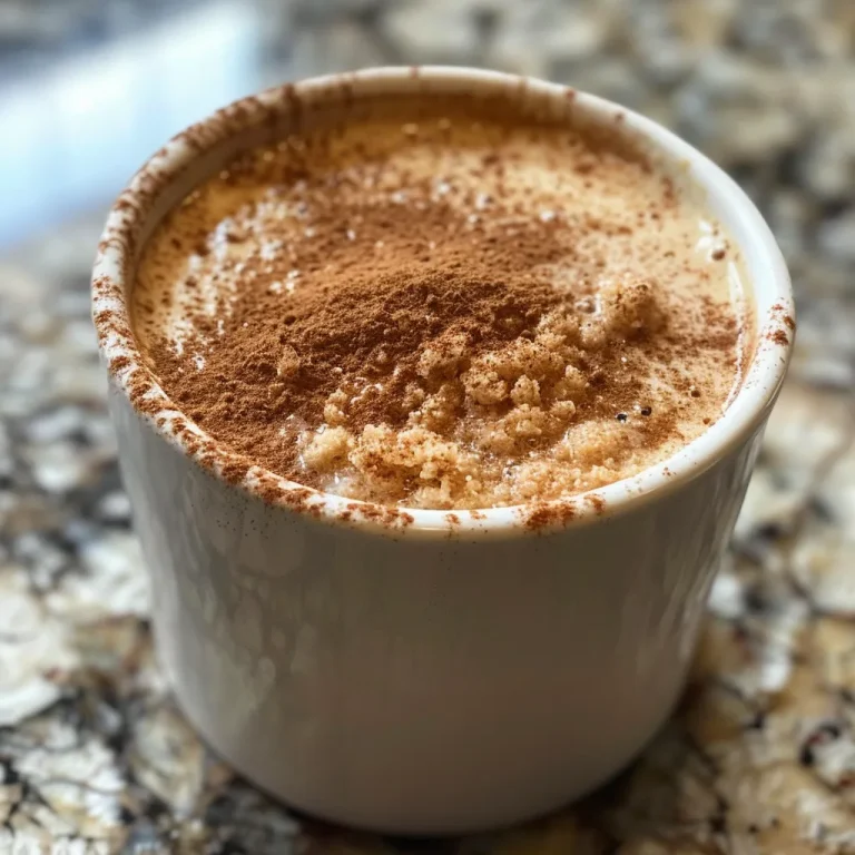 Whip Up a Wholesome Delight: Your Ultimate Cinnamon Vanilla Protein Mug Cake Adventure! Close-up of a moist cinnamon vanilla protein mug cake in a white mug.