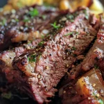 Close-up of a juicy family recipe dish, highlighting fresh ingredients.