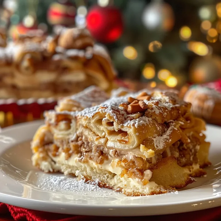 Close-up view of holiday comfort foods including cinnamon roll cocktails and honey garlic sausage pasta.