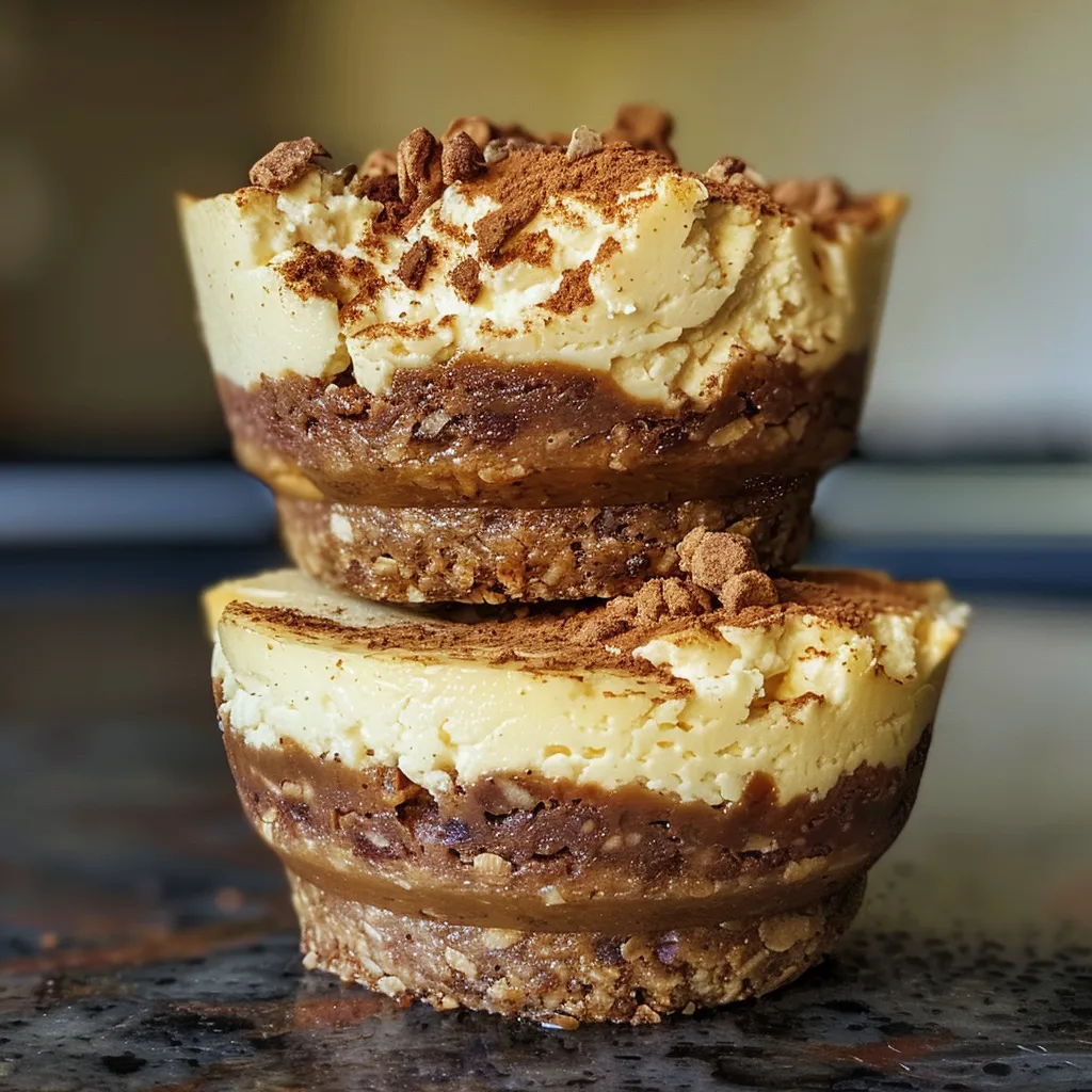 Side view of delectable Keto No-Bake Protein Cheesecake Cups, revealing layers of cream cheese and protein powder with a buttery almond crust.