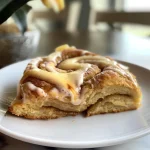 Close-up view of a Microwave Protein Cinnamon Roll with a golden-brown crust and a swirl of cinnamon.