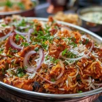 Close-up view of spice-infused comfort food with vibrant colors.
