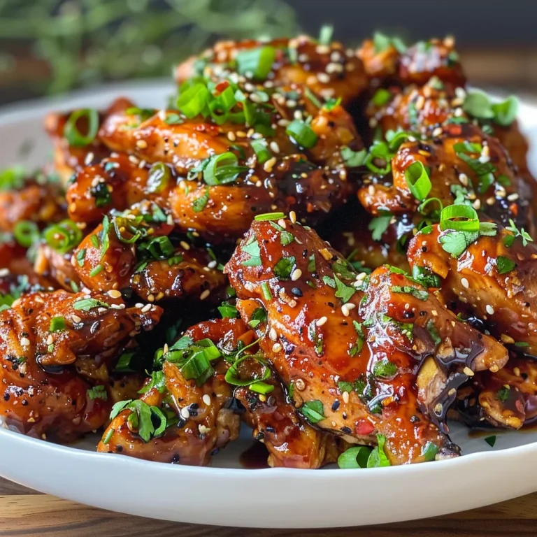 Close-up view of juicy sticky sweet chili chicken thighs garnished.