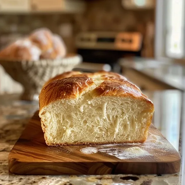 Juicy homemade bread showcased from the side, highlighting its texture.