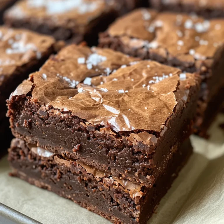 Close-up of rich, fudgy Brown Butter Brownies with a shiny top.