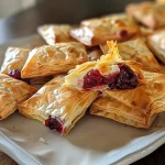 Delicious cranberry brie bites arranged on a plate, showcasing flaky phyllo dough.