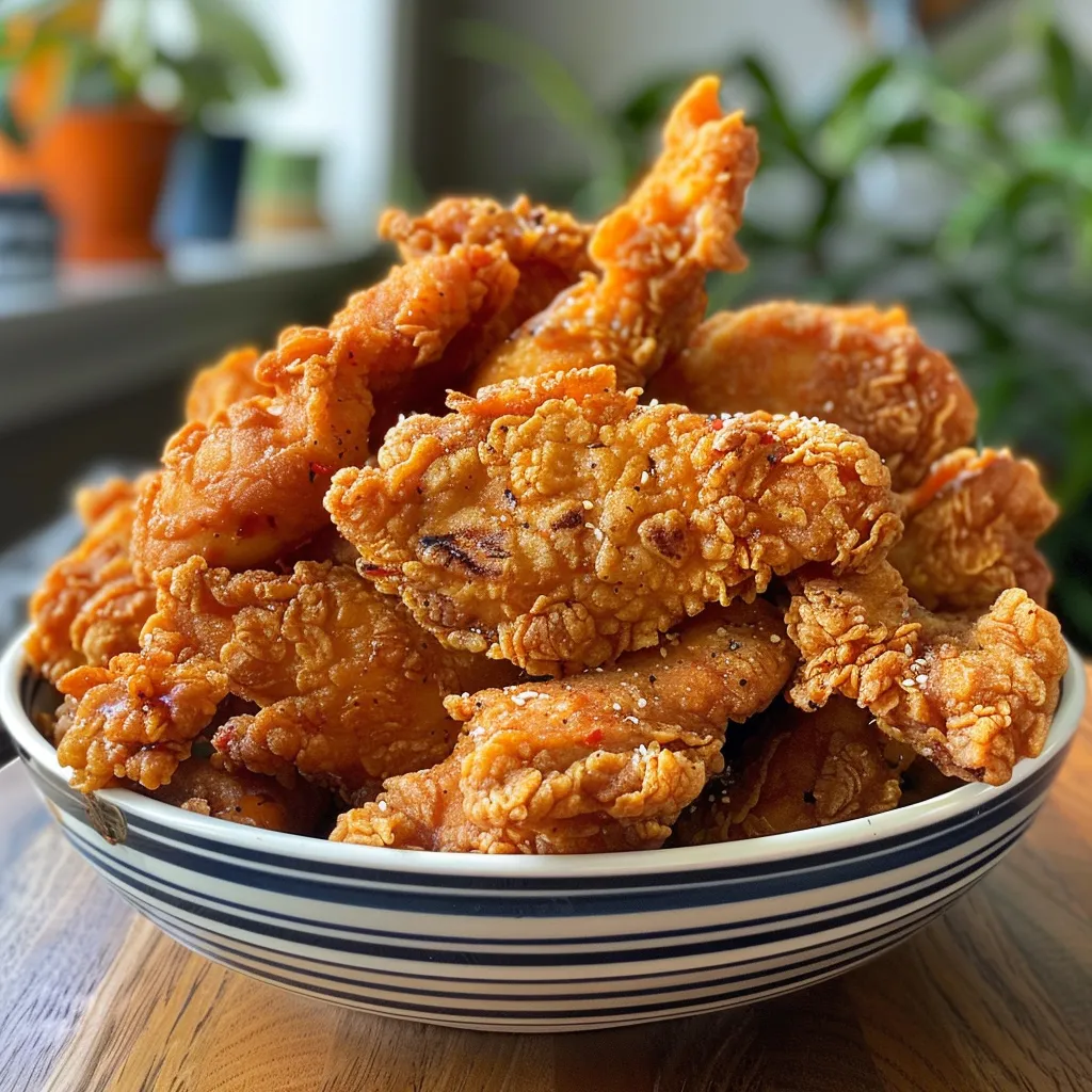 Golden-brown chicken strips coated in crispy batter.