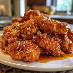 Side view of crispy Double Crunch Honey Chicken with a golden-brown exterior.