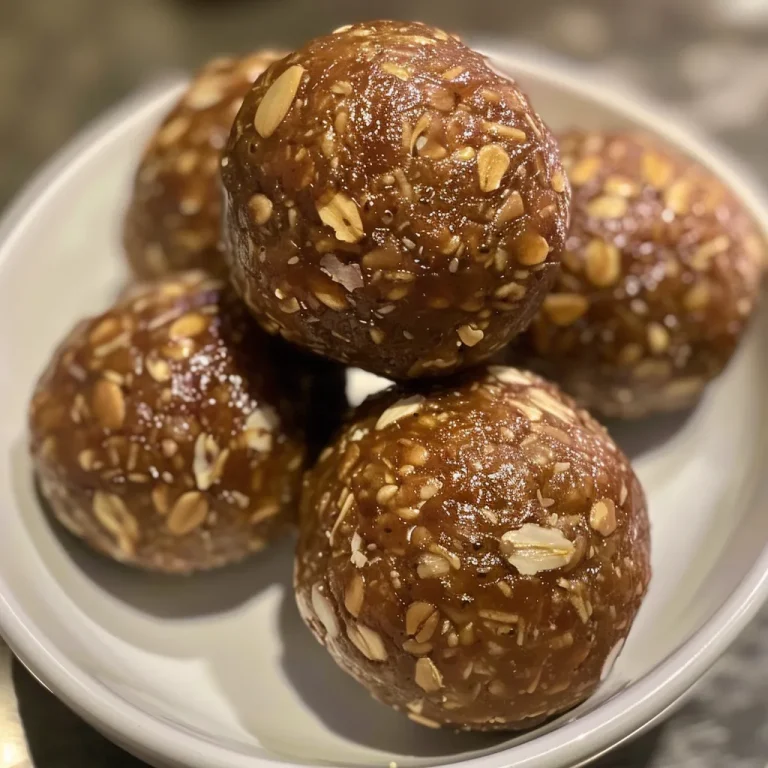 Close-up view of homemade energy balls made from dates and almonds, showcasing a rich, textured surface.