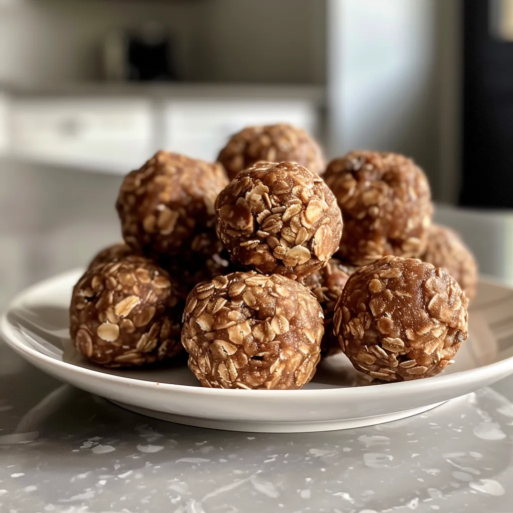 Side view of delicious protein energy balls featuring rolled oats and chocolate chips.