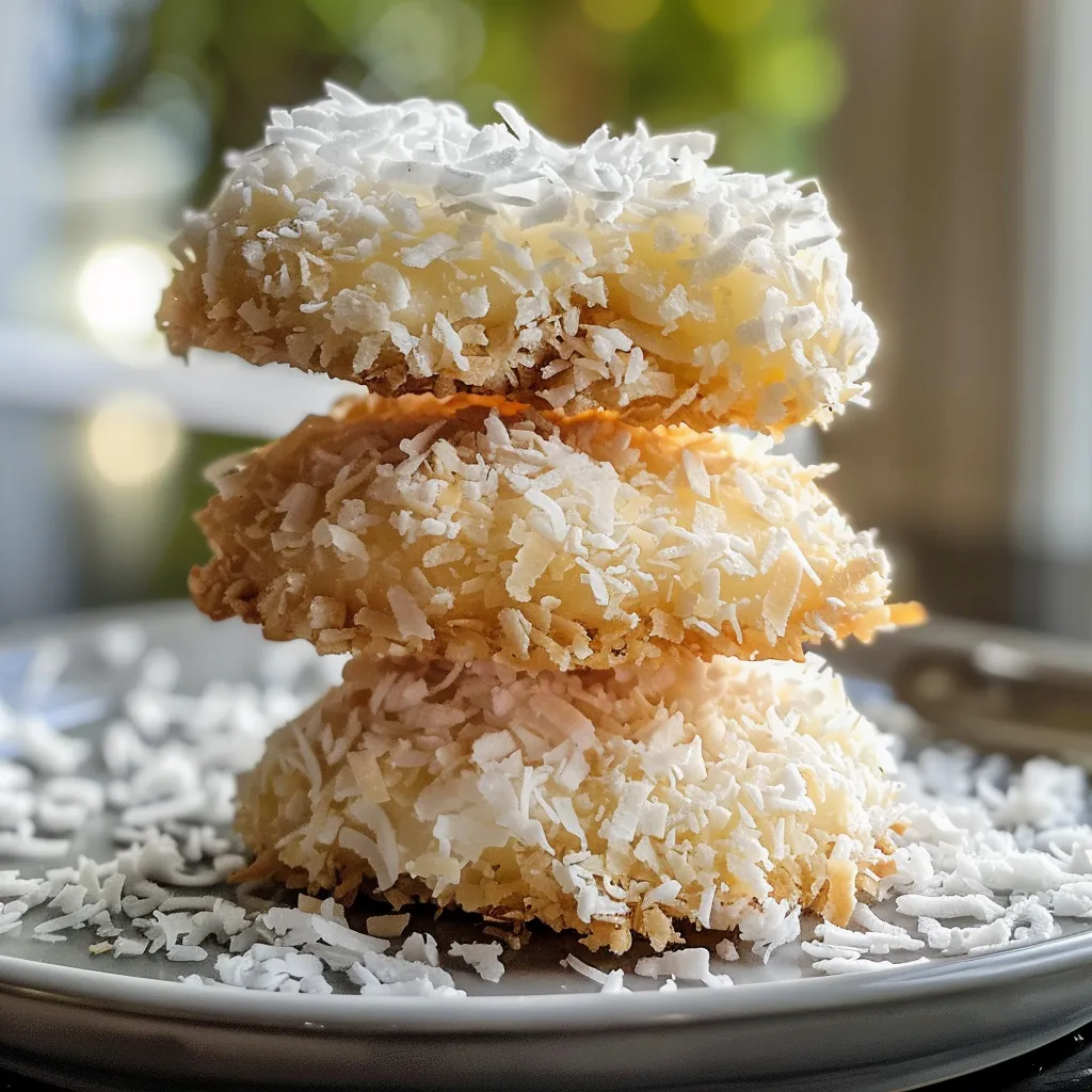 Side view of delicious coconut snowballs, highlighting their round shape and powdery coating.