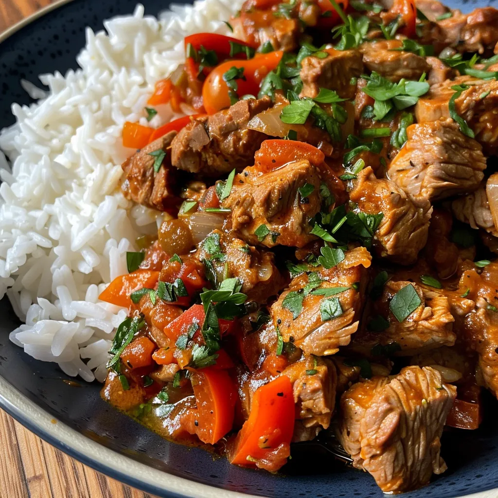 Juicy Serbisches Reisfleisch featuring rice, chicken, and vegetables.