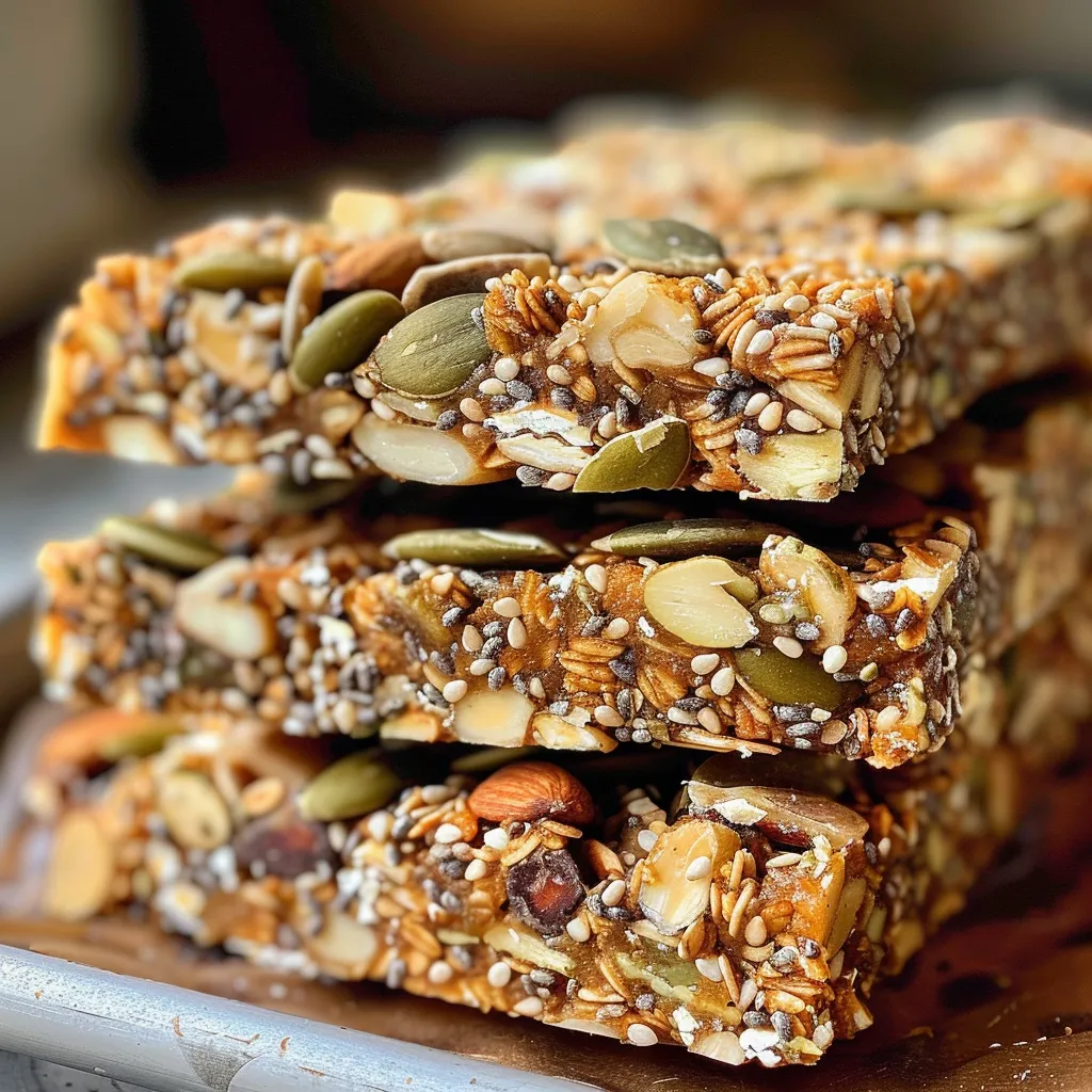 Side view of chewy granola bars featuring almonds and chocolate chunks.