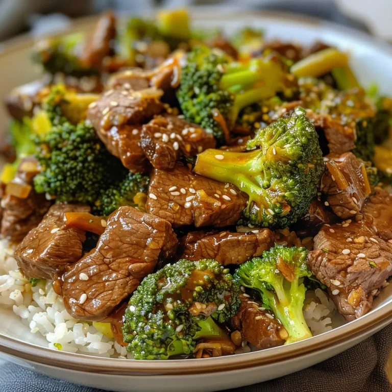 Close-up view of a Beef and Broccoli Stir-Fry with vibrant green broccoli and tender beef slices.