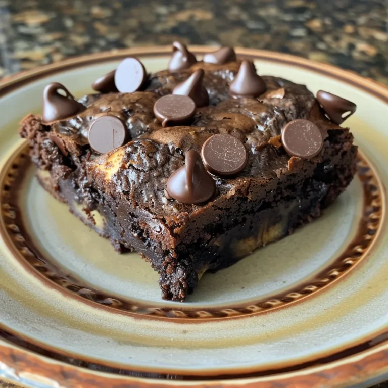 Close-up view of healthy banana brownies made with oat flour, showing a rich, fudgy texture.