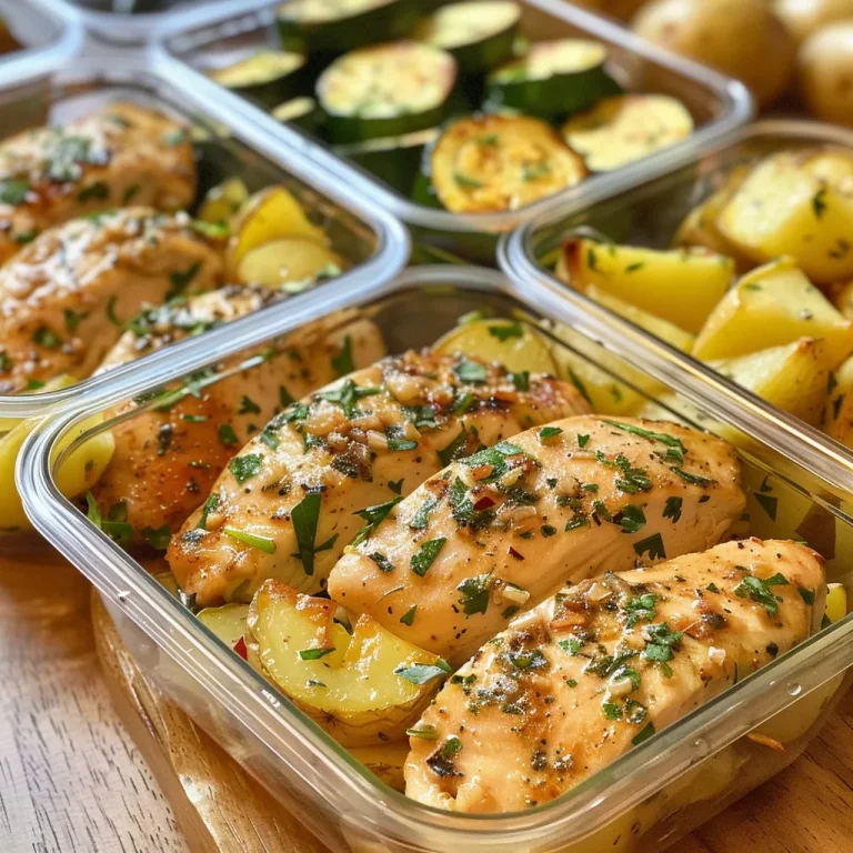 Close-up of a Healthy Lemon Garlic Chicken Meal Prep Bowl with vibrant vegetables.