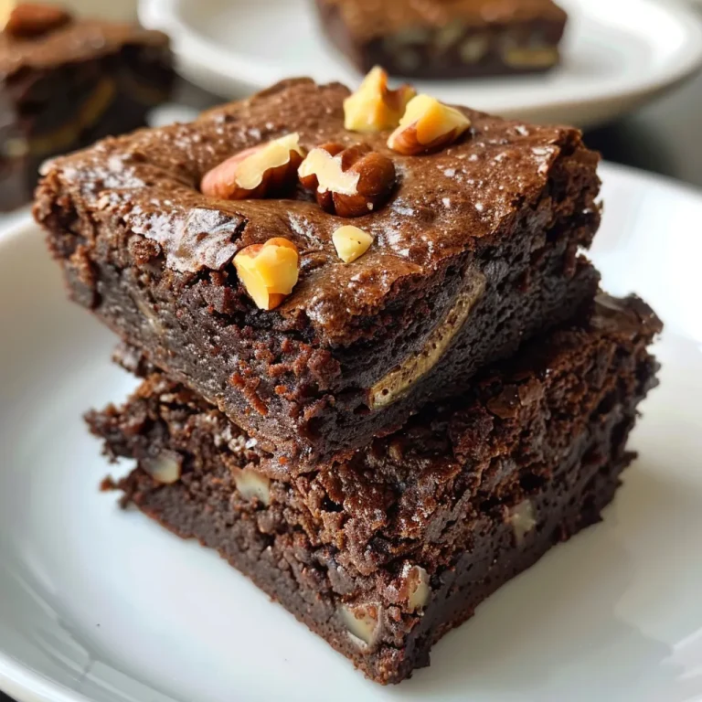 Close-up side view of healthy vegan banana brownies topped with walnuts.
