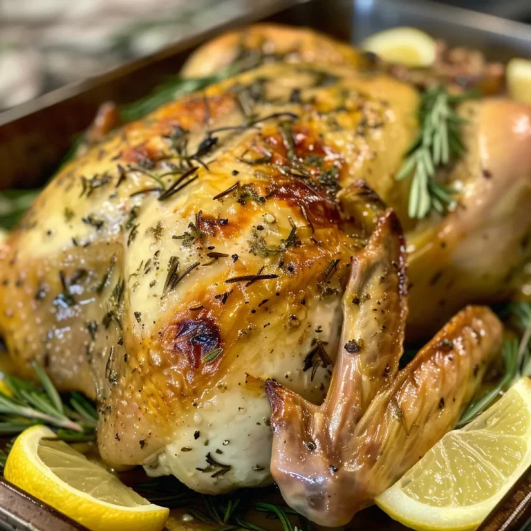 Close-up view of juicy herb-roasted chicken thighs adorned with fresh herbs and garlic.