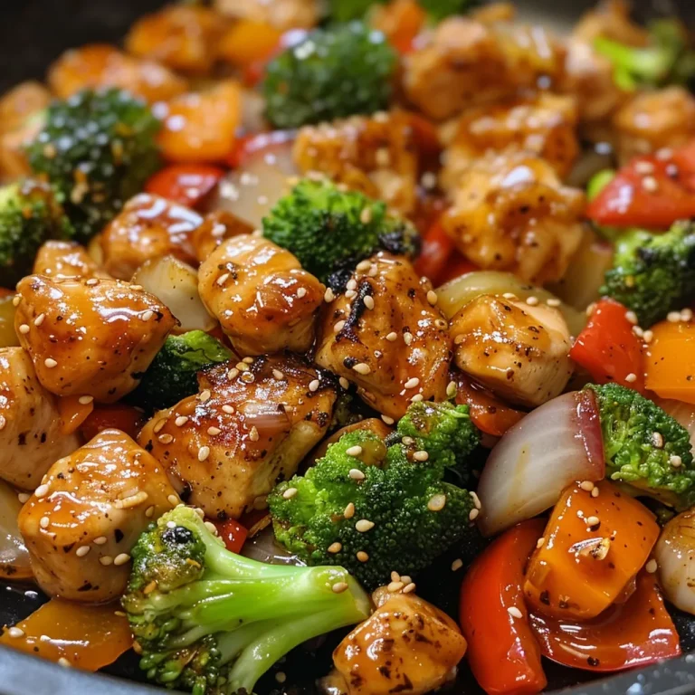 Close-up view of juicy Teriyaki Chicken Stir Fry with vibrant vegetables.