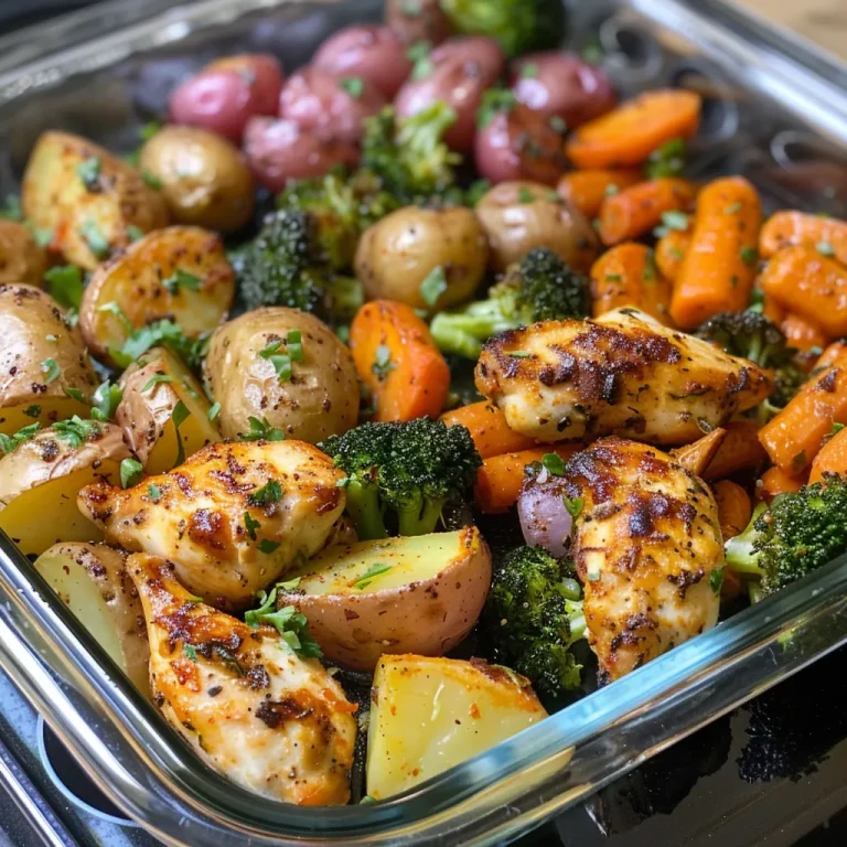 Whip Up This 10-Minute Meal Prep Chicken and Veggies for a Week of Flavor! Close-up view of meal prep containers with chicken and mixed vegetables.