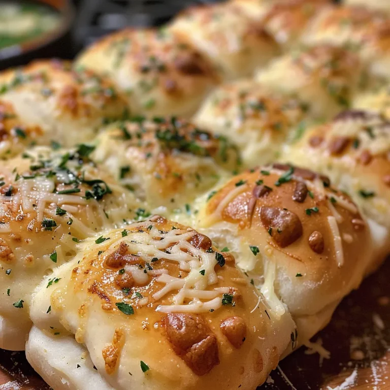 Close-up of golden-brown cheesy garlic rolls with melted cheese oozing out.