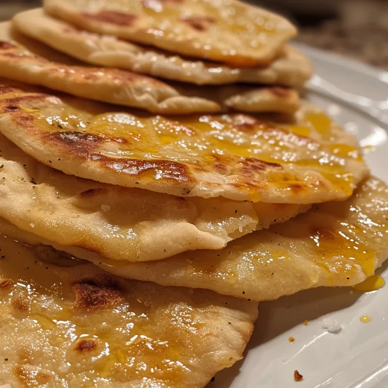 Close-up of a golden-brown flatbread on a wooden surface.