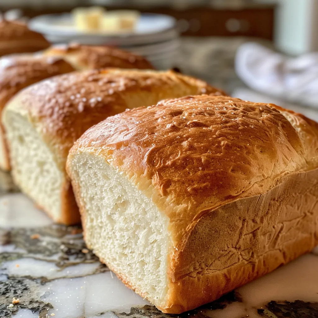 Juicy homemade bread displayed in a close-up shot, revealing its texture.