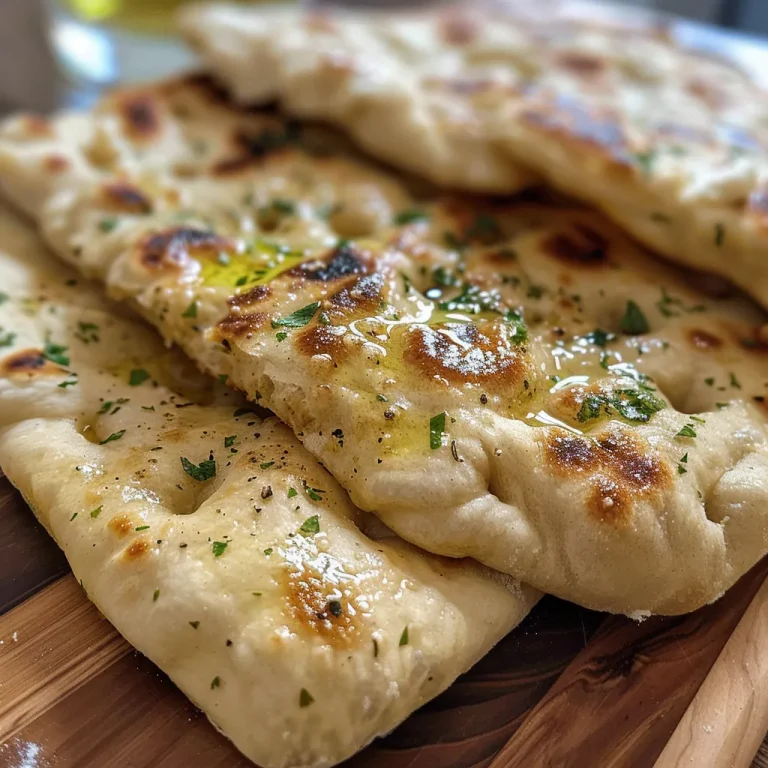 Close-up view of soft, fluffy flatbread on a wooden surface.