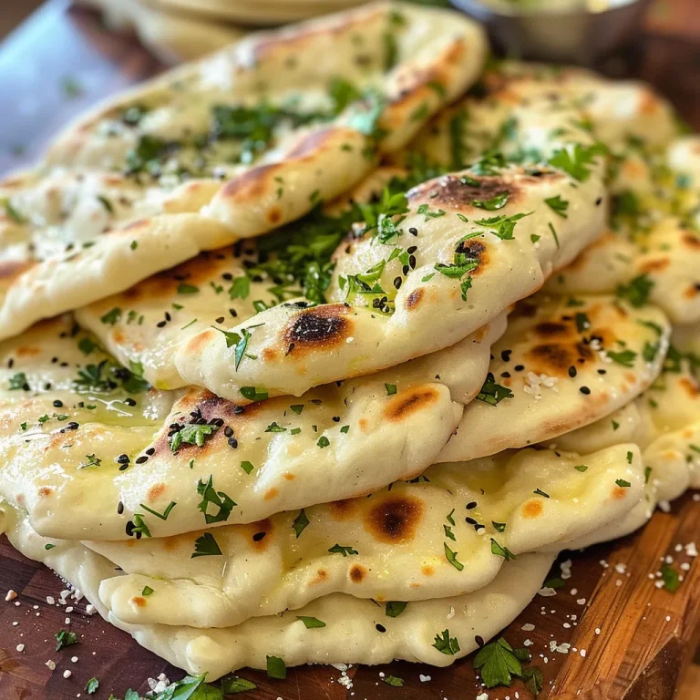 Close-up of soft yogurt flatbread stacked on a wooden surface, showing its fluffy texture.