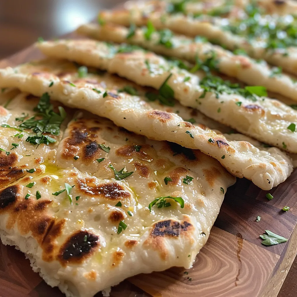 Side view of freshly cooked yogurt flatbread, golden and slightly crispy edges visible.