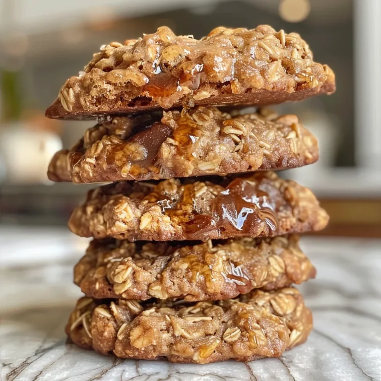A close-up side view of golden-brown, chewy vegan gluten-free oatmeal cookies on a white plate.