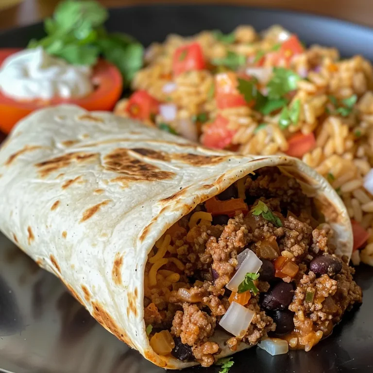 Close-up of a juicy beef burrito with beans and rice, showcasing layers of ingredients.
