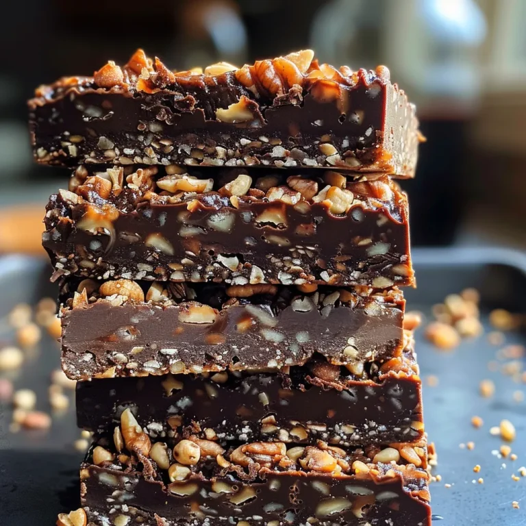 Indulge in Joy Easy Chocolate Date Nut Bars for Every Occasion Close-up view of chocolate date nut bars with visible chunks of nuts and dates.