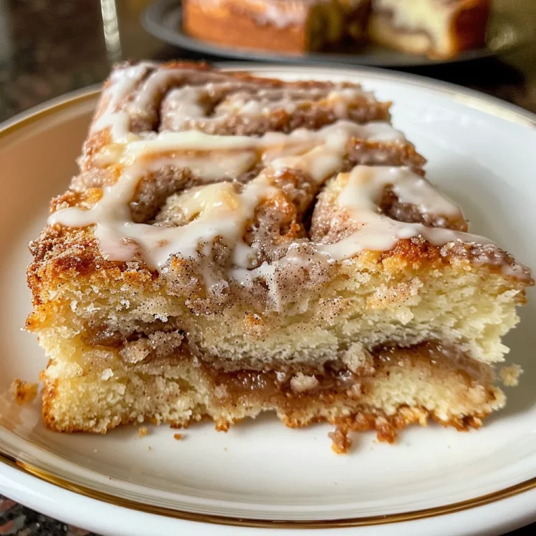 Baking Bliss: Transform Your Morning with Cinnamon Roll Coffee Cake Close-up view of Cinnamon Roll Coffee Cake showcasing swirls of cinnamon and a golden crust.