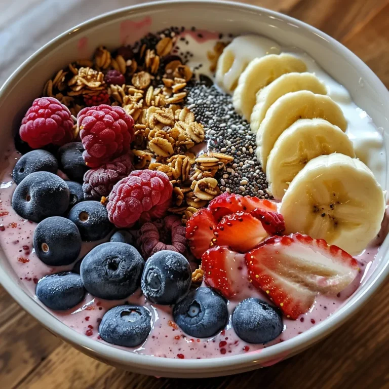 Blend Up a Bowl of Joy: Your Guide to Greek Yogurt Smoothie Bliss! A close-up of a Greek yogurt smoothie bowl topped with fresh fruits and granola.