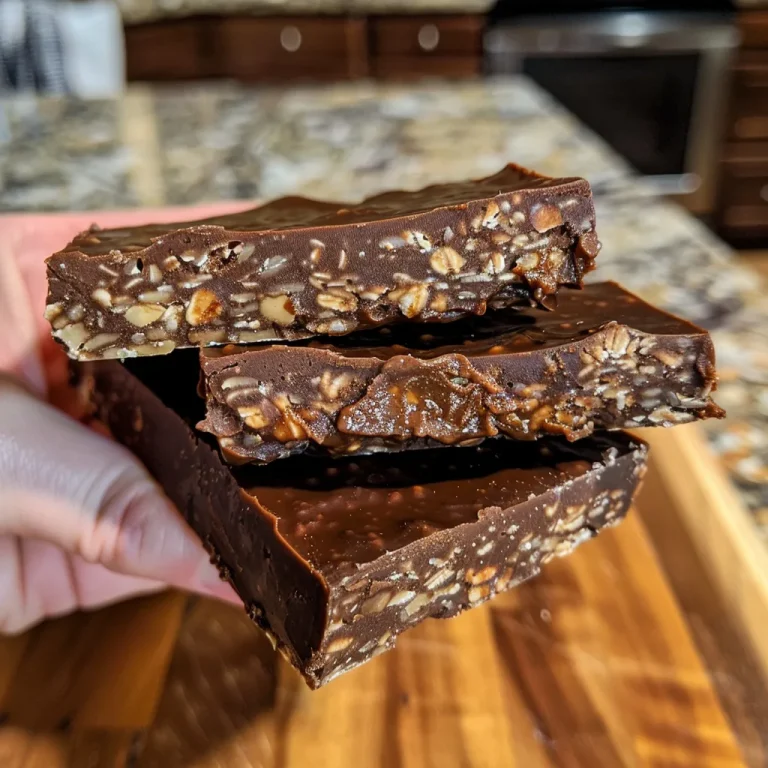 Close-up of healthy no-bake protein chocolate bars arranged on a wooden surface.