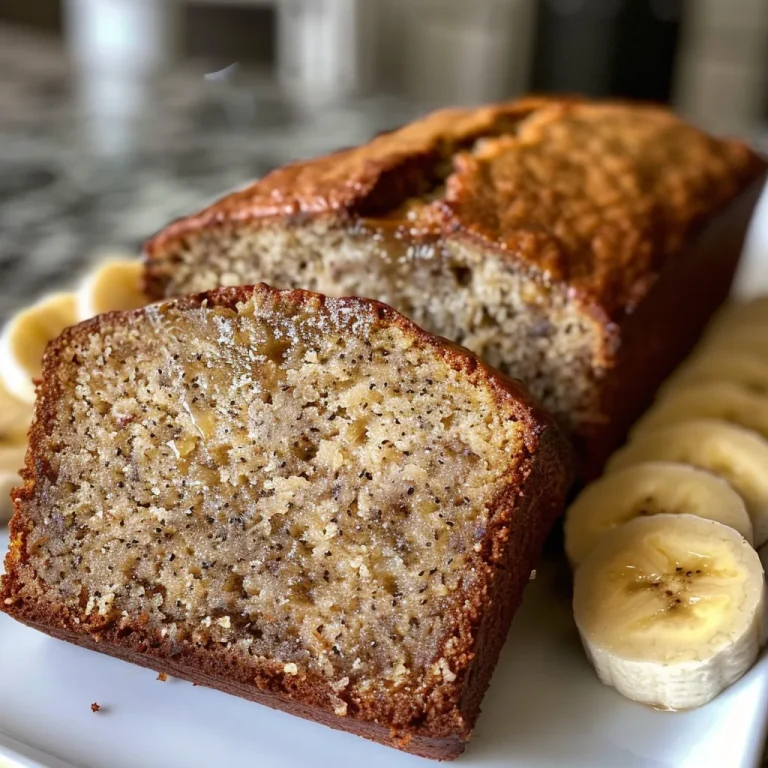 Close-up side view of a sliced high protein banana bread showcasing its moist texture.
