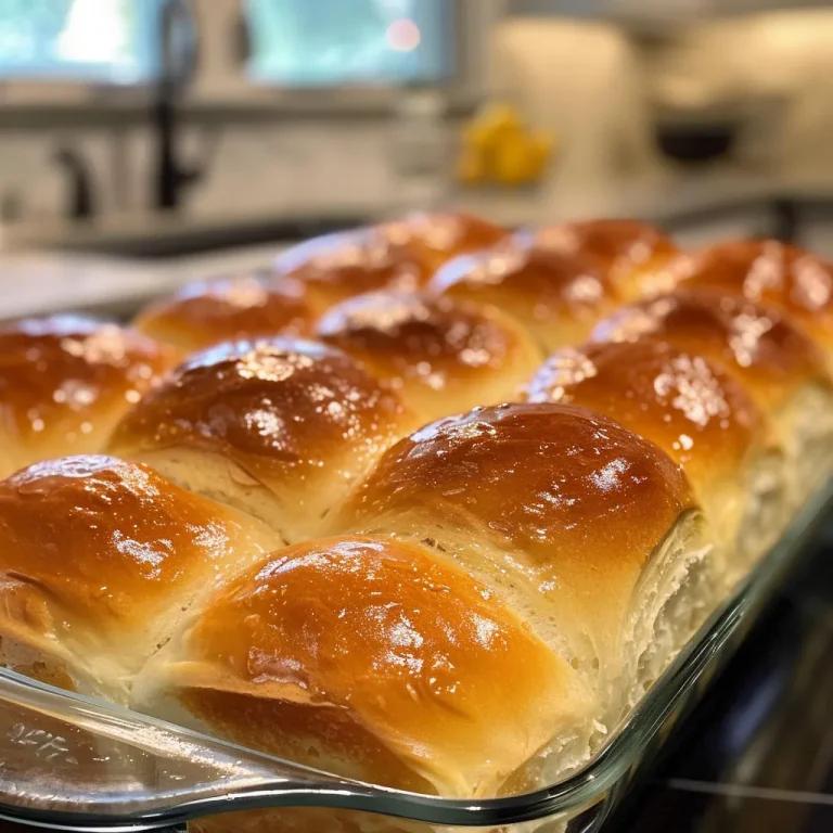 Close-up view of freshly baked homemade dinner rolls on a wooden surface.