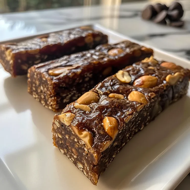 A close-up side view of homemade protein bars with visible chocolate chips and oats.