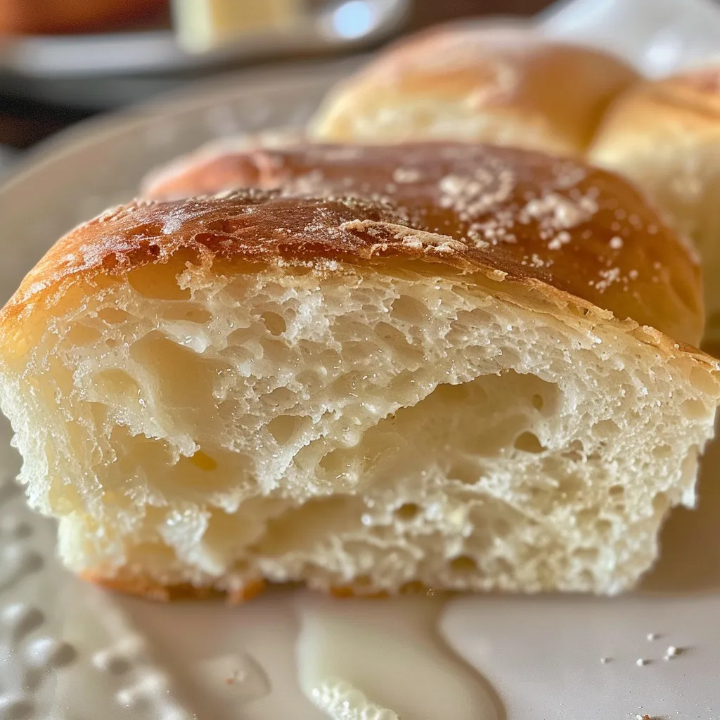 Side view of freshly baked buns with a glossy surface and rich color.