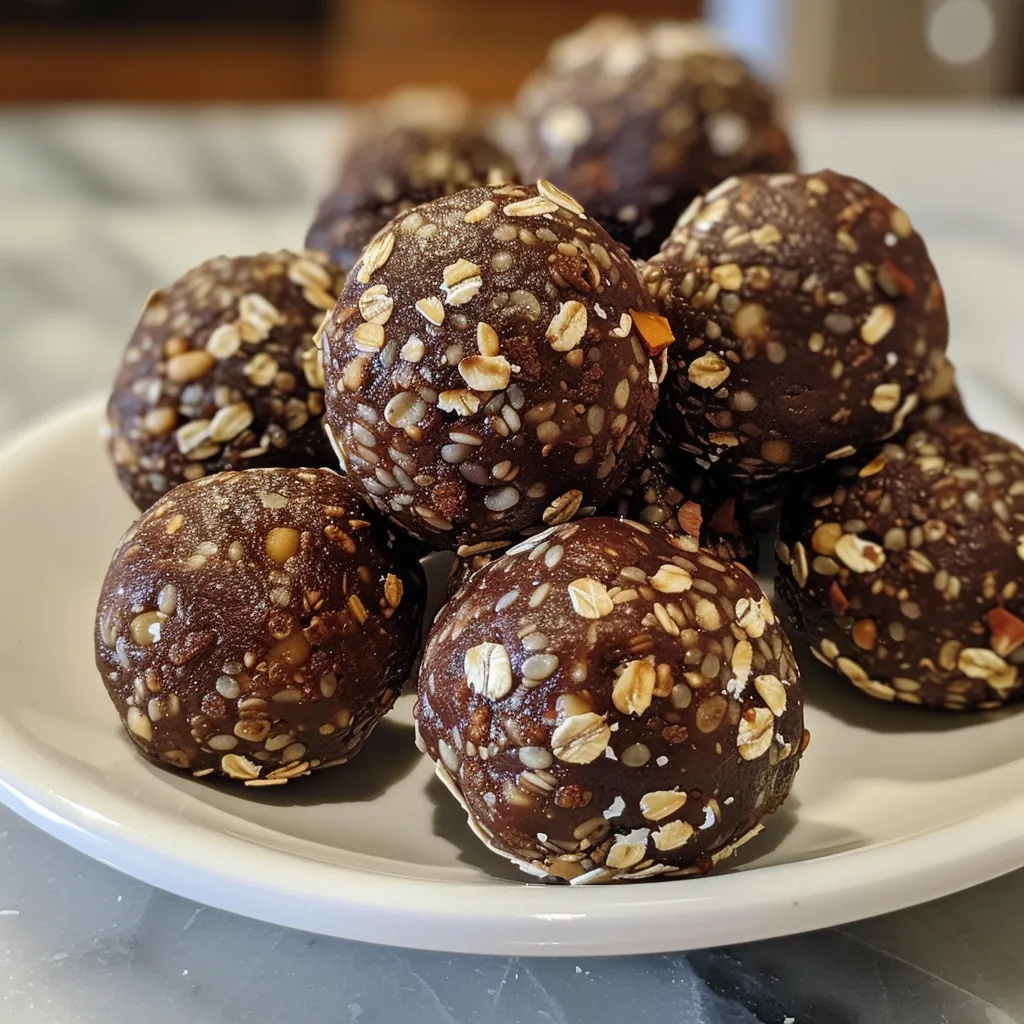 Side view of delectable No Bake Fudge Balls with a glossy finish, placed on a rustic surface.