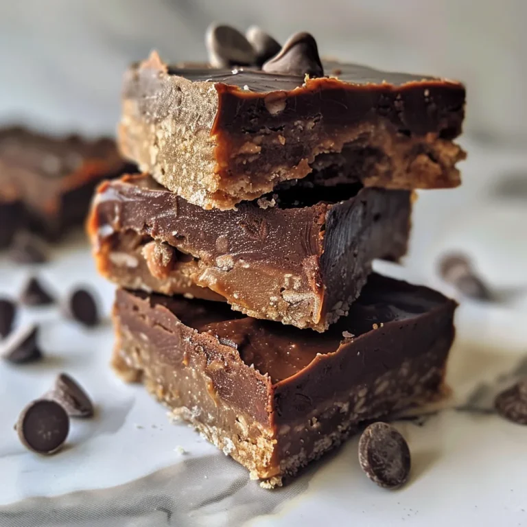 A close-up view of no bake chocolate almond butter bars topped with chocolate chips.