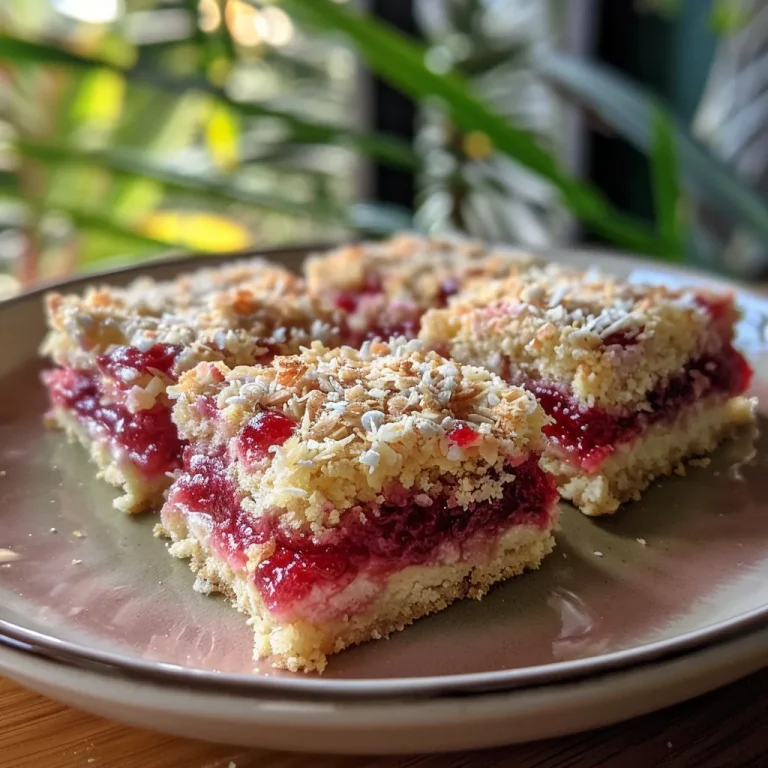 Rediscover Afternoon Bliss with a Raspberry Coconut Slice: A Nostalgic Treat to Savor Side view of a Raspberry Coconut Slice featuring layers of raspberry jam and desiccated coconut.