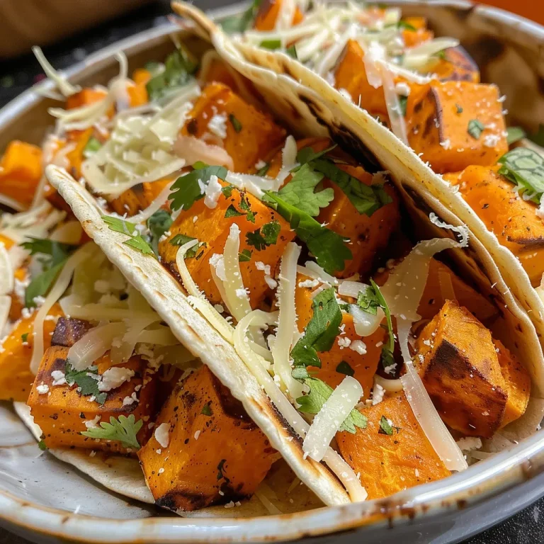 Close-up view of a roasted sweet potato taco bowl filled with colorful ingredients.