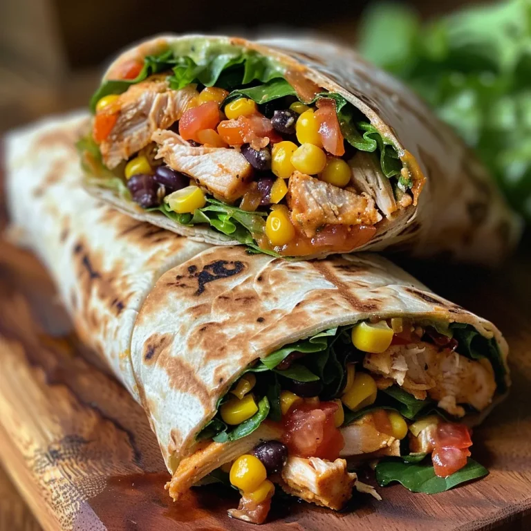 Close-up of a Southwest Chicken Wrap with grilled chicken, lettuce, and beans.