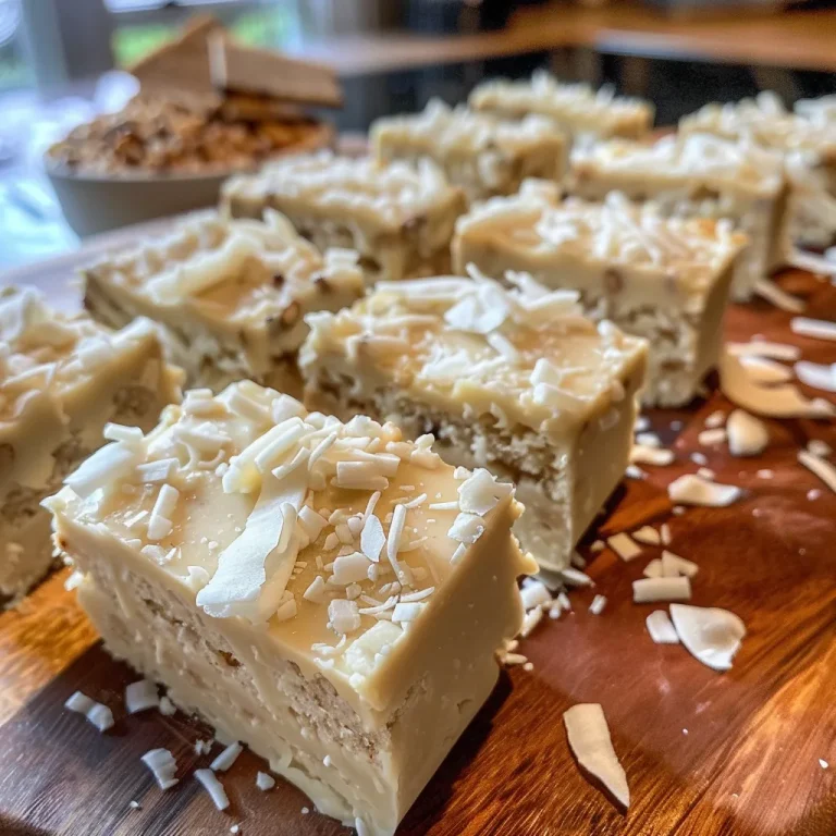 Indulge Guilt-Free Delicious White Chocolate Coconut Protein Bars You ll Love Close-up view of a white chocolate coconut protein bar with a textured surface.
