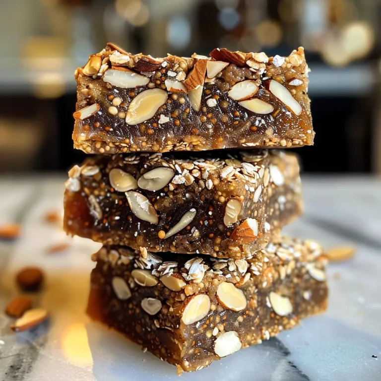 Energize Your Day with Delicious Almond Fig Energy Squares! Close-up side view of Almond Fig Energy Squares with visible nuts and figs.