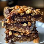 Close-up view of Chocolate Hazelnut Oat Bars showcasing their rich texture.