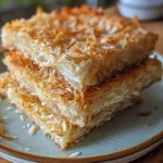 A close-up side view of a juicy coconut bar, showcasing its texture and ingredients.