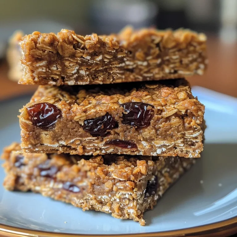 Close-up side view of healthy date oatmeal bars with a golden-brown exterior.